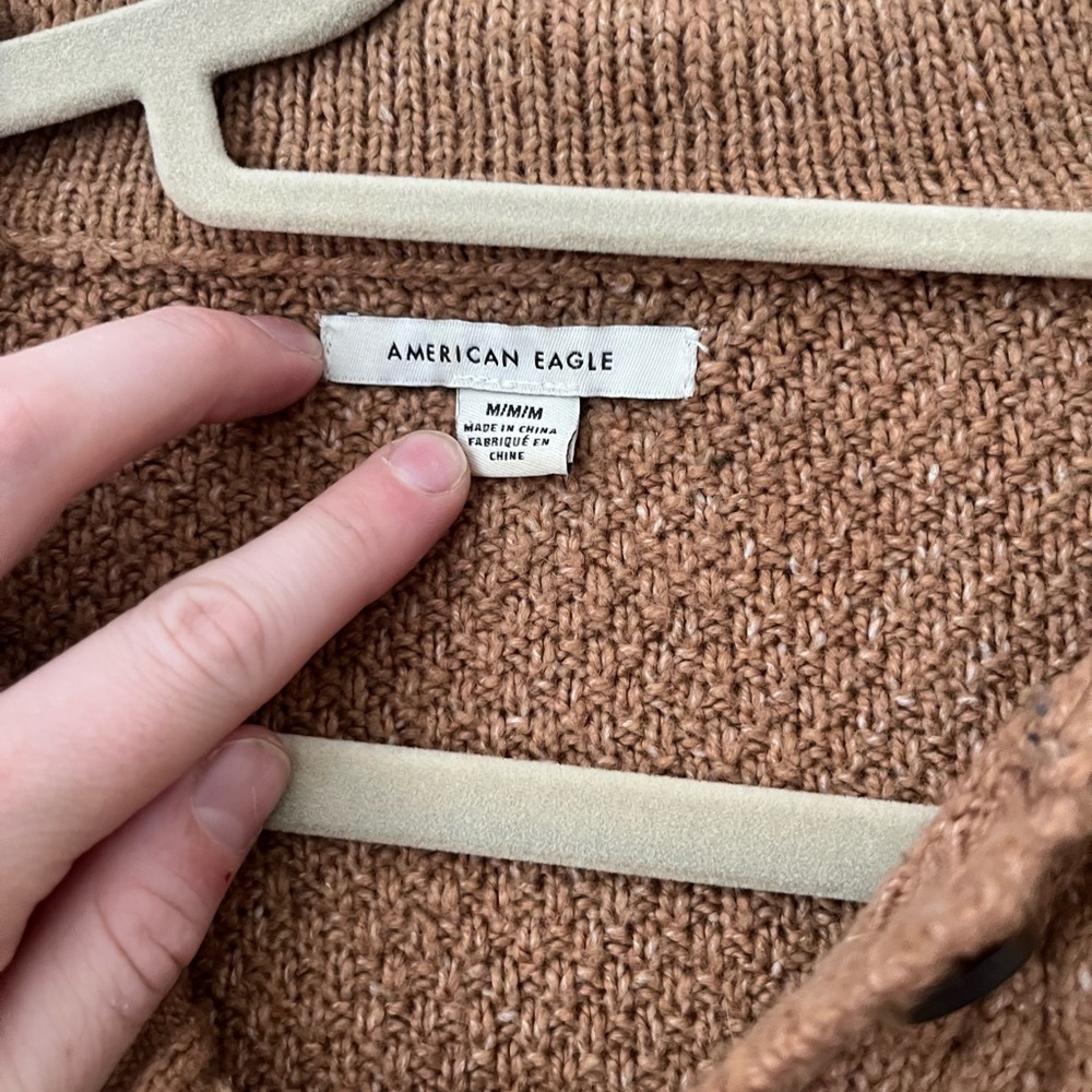 American Eagle Cropped Cable Knit Button Sweater … - image 5